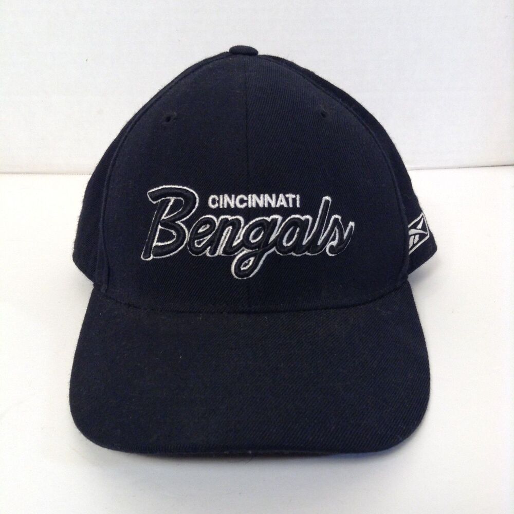 Cincinnati Bengals NFL Cap Hat Men 7 1/2 Black Wool Fitted Embroidered Spellout
